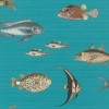 SODENO Colourful Fish Turquoise Textured Wallpaper