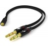 USAMS Headphone Splitter For Computer 3.5mm Female to 2 Dual 3.5mm Male Headphone Mic Audio Y Splitter Cable Smartphone Headset to PC Adapter 