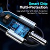 USAMS Car Adapter, 4 Port USB Car Charger with Voltage Display PD 3.0 & QC 3.0 Fast Charging for iPhone, Samsung, iPad & Tablets 