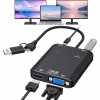IFEART HDMI Splitter Extended Display for Dual Monitor, 1080p@60Hz USB A or USB-C to HDMI Vga Adapter for Extended Display of Laptop Monitor Desktop TV